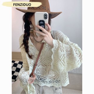 FENGZIDUO Áo Len croptop áo tingoan áo nữ kiểu 2023 New Style A29J2FV 34Z230821