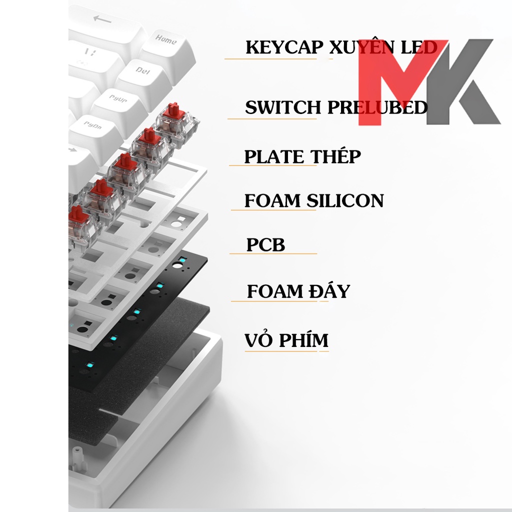 Bàn phím cơ ColorReco C068 - LED RGB - Hotswap 5 pin - Không dây 3 mode