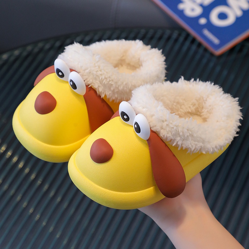 Dép cotton Đi Trong Nhà Đế Mềm Dày Giữ Ấm Mùa Đông In Hình Khủng Long Hoạt Hình Dễ Thương Cho Bé Trai Và Bé Gái