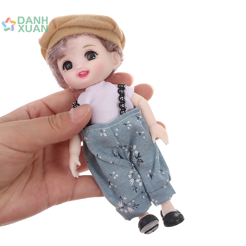 Búp bê bé gái Mini 17 cm mới với 13 khớp di động mắt to 3D cho bé gái tự làm mới