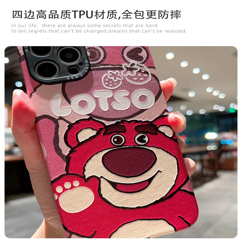 Dễ Thương Ốp Điện Thoại Họa Tiết Gấu Dâu Tây Hoạt Hình Cho iphone 14Promax iPhone14  iPhone13  iPhone12 iPhone11
