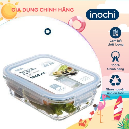 Hộp thuỷ tinh chữ nhật Inochi - Nikko 1040 ml ( 3 ngăn )