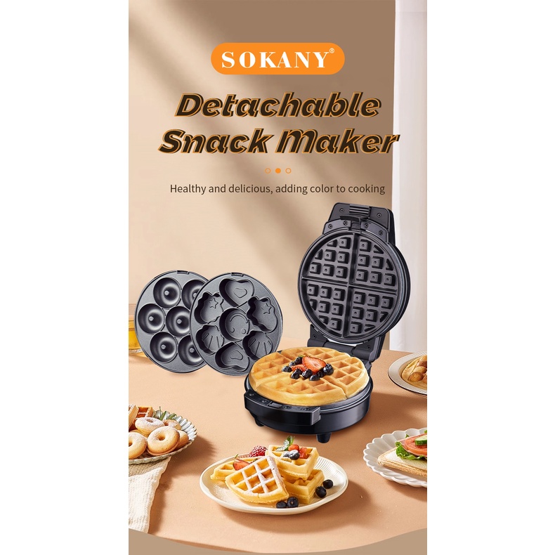 Máy Làm Bánh Waffle SOKANY08006 Máy Làm Bánh Sandwich 3 Trong 1 Có Thể Tháo Rời Máy Làm Bánh Hoạt Hình máy ép bánh mì