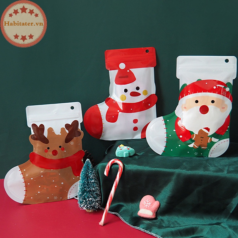 Set 10 Túi Nhựa Đựng Quà Giáng Sinh Dễ Thương