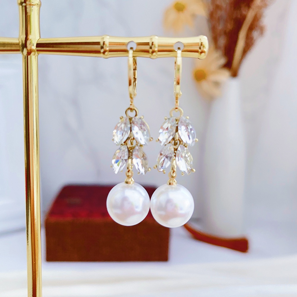 Mới Bông Tai Đính Ngọc Trai Cao Cấp Thiết Kế Sang Trọng Thời Trang