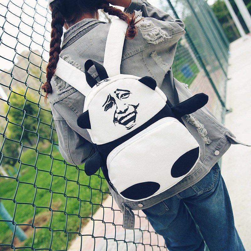 Balo y2k Runaway Ba Lô Đi Học In Hình Đầu Gấu Trúc Vui Nhộn Sáng Tạo