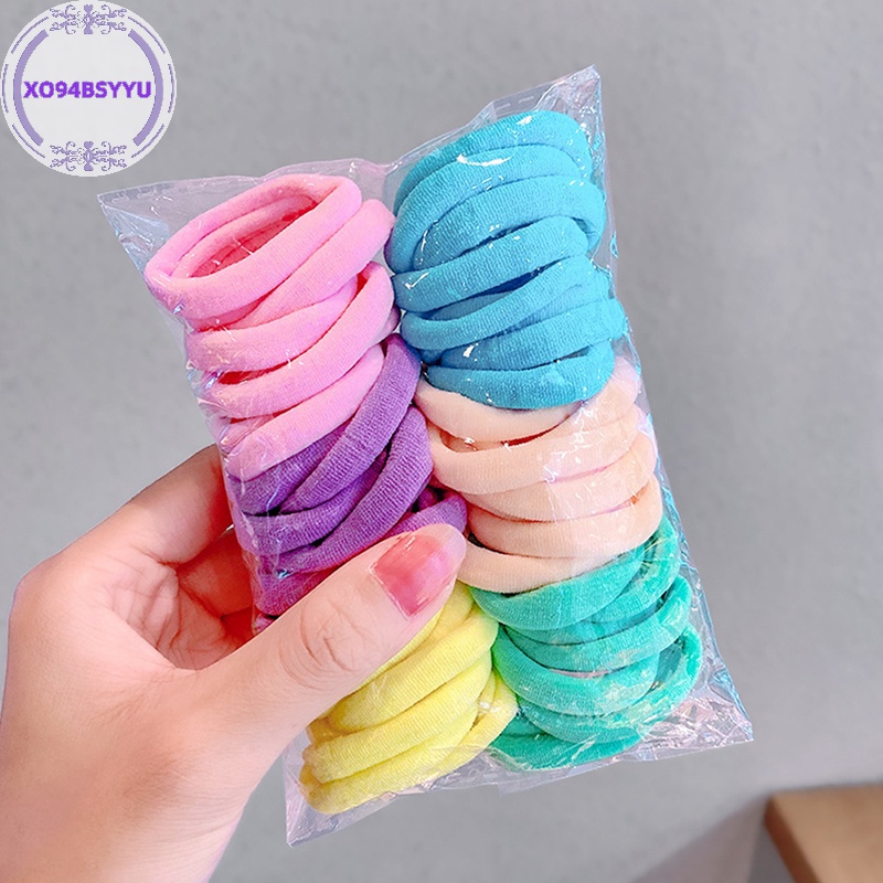 Xo94bsyu Set 50 Dây Thun Buộc Tóc Màu Trắng Đen Dành Cho Bé Gái vn
