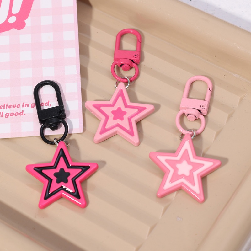 Rose pink Búp Bê barbie Năm Cánh / Móc Khóa Kim Loại mini / Mặt Dây Chuyền dopamine Thời Trang Ngọt Ngào Và Cá Tính Trang Trí Ba Lô Cặp Đôi