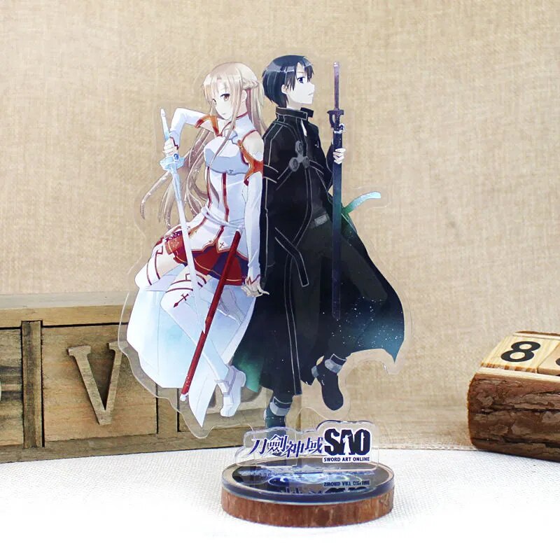 Mô hình Standee Sword Art Online Anime Yuuki Asuna Acrylic Kirigaya Kazuto Phụ kiện trang trí để bàn góc học tập