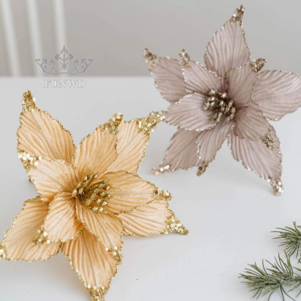 Christmas Flower Christmas Tree Decoration Cloth+Plastic Decoration Practical