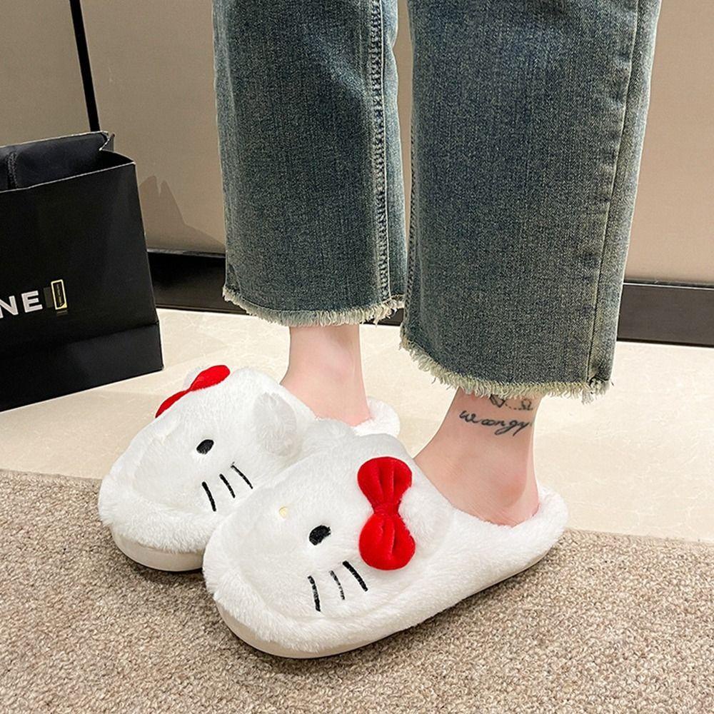 Dép Bông Đi Trong Nhà Hình Mèo kitty Mềm Mại Chống Trượt