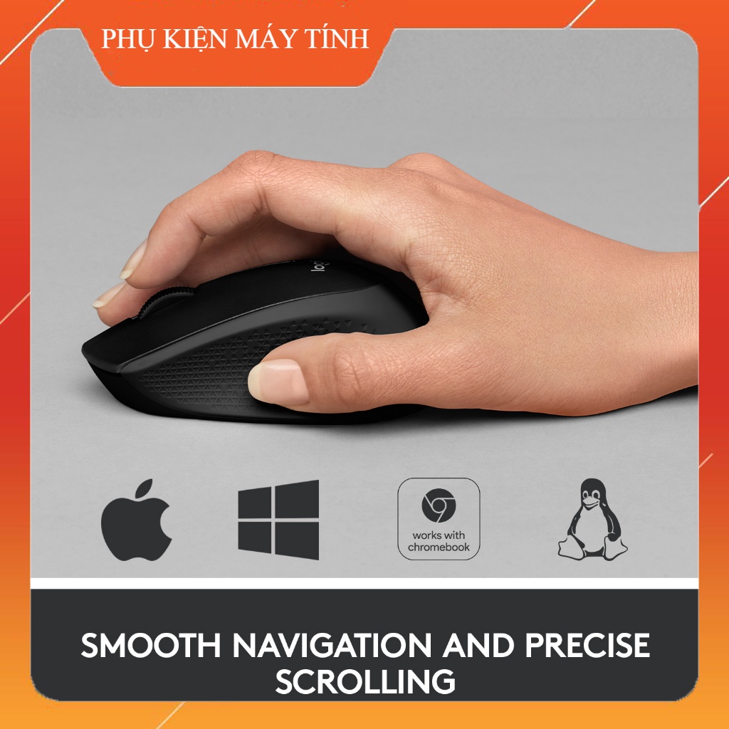 Chuột không dây Logitech M330 Silent Plus - Giảm ồn, USB, thuận tay phải, PC/ Laptop- LOẠI 1
