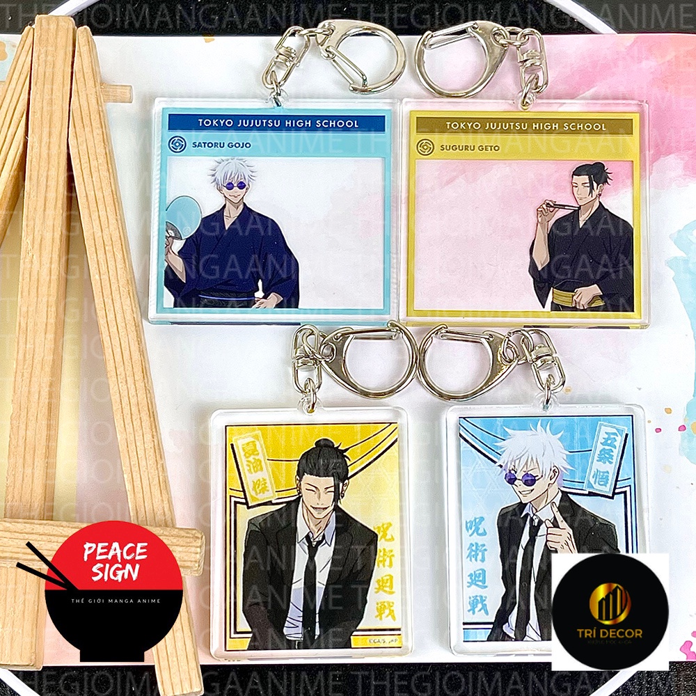 Móc khóa JUJUTSU KAISEN ver Suguru GETO X Satoru GOJO Chú Thuật Hồi Chiến in hình anime chibi mica t