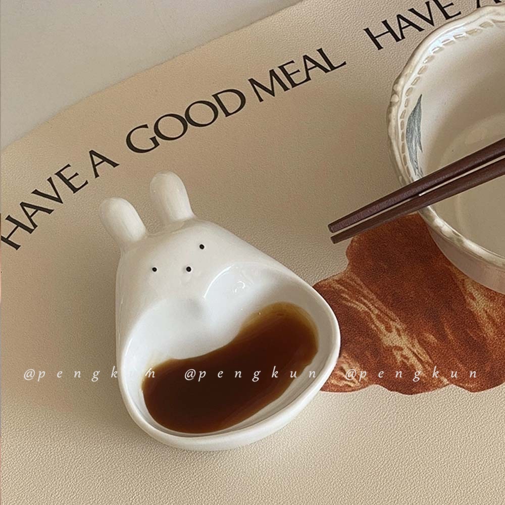 Đĩa Sứ Đựng Nước Chấm Hình Thỏ Hoạt Hình Ba Chiều Sáng Tạo