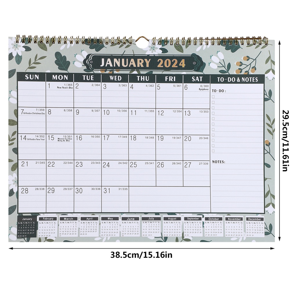 Lịch Để Bàn Năm 2024 2024 Kích Thước Lớn 17 "x 12"