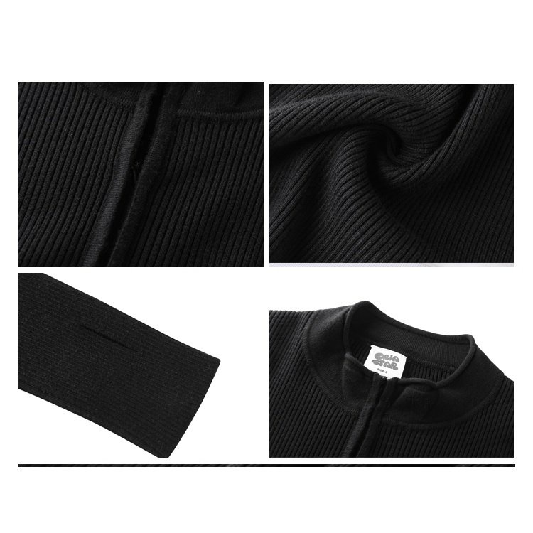 Postmother Đầm Dệt Kim Ôm Hông Tay Dài Màu Đen Phong Cách Mới Mùa Thu Cho Nữ