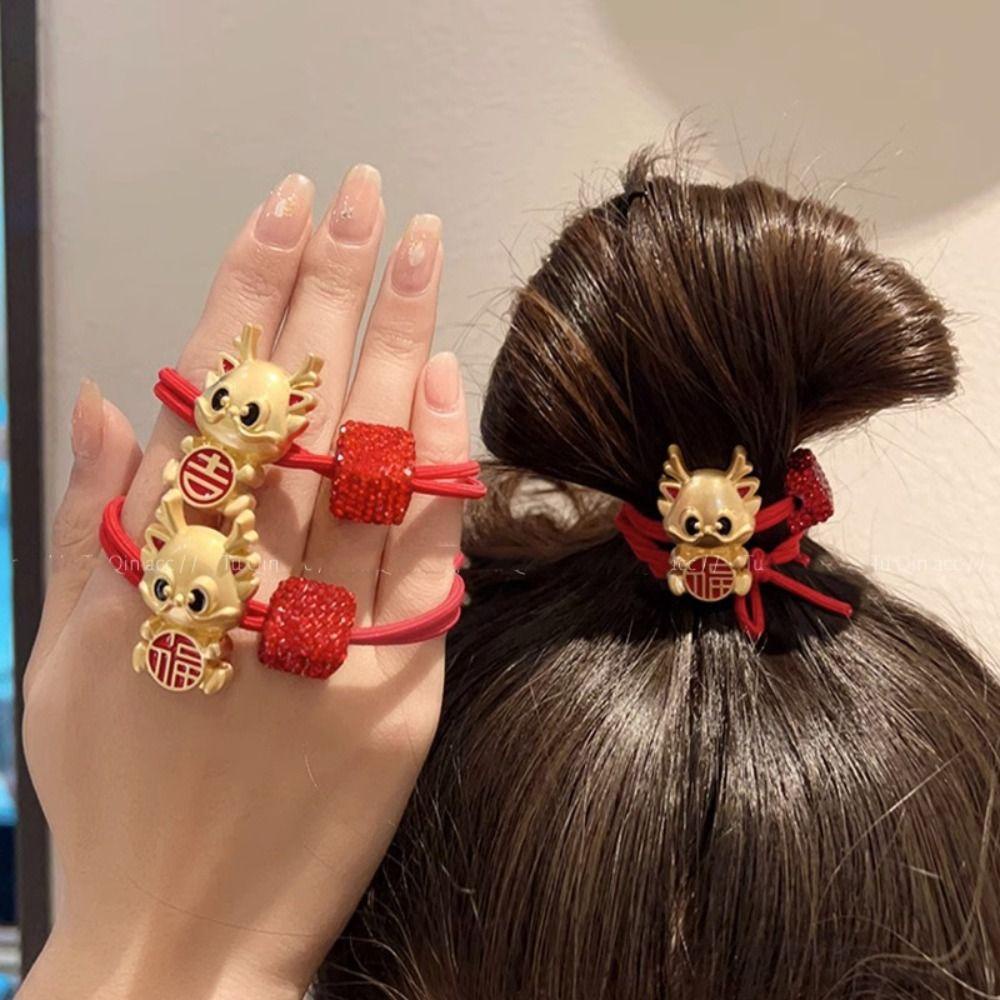 Dây Buộc Tóc Co Giãn Họa Tiết Hoạt Hình Phong Cách Trung Hoa 2Lip