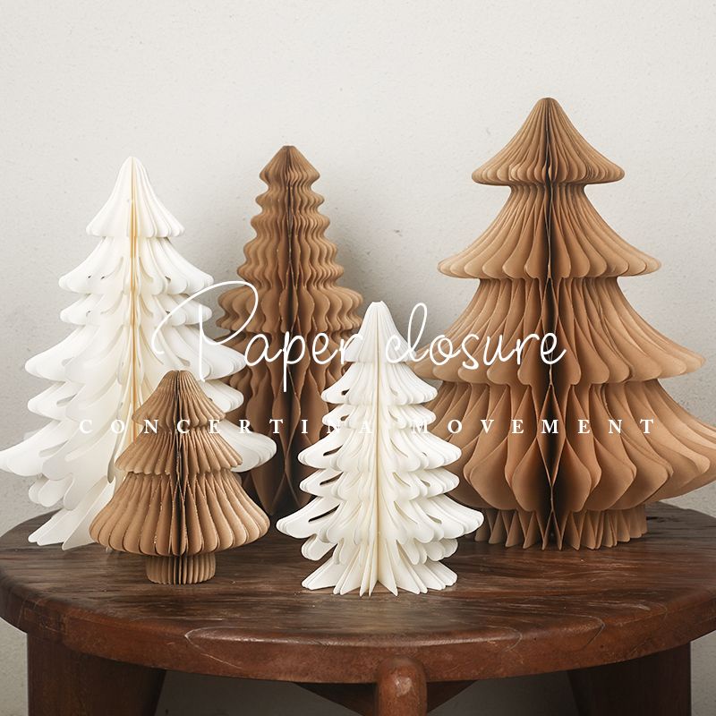 Paper Christmas tree ornaments Christmas pendants shopping mall window holiday background decorations gold powder high-end paper art