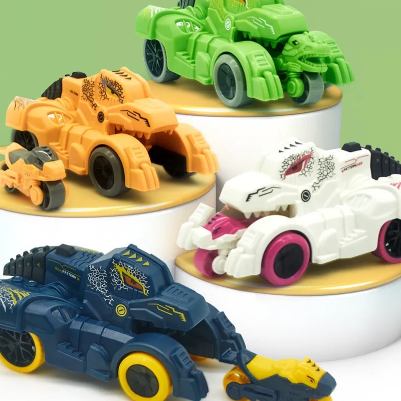 Xe ô tô địa hình khủng long chạy đà quán tính bắn ra mô tô tốc độ cao phát triển trí thông minh cho bé yk