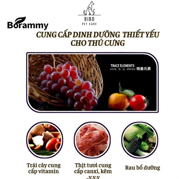 Vitamin cho chó mèo Borammy cung cấp canxi men tiêu hóa nguyên tố vi lượng thải độc gan thận dưỡng lông bóng mượt
