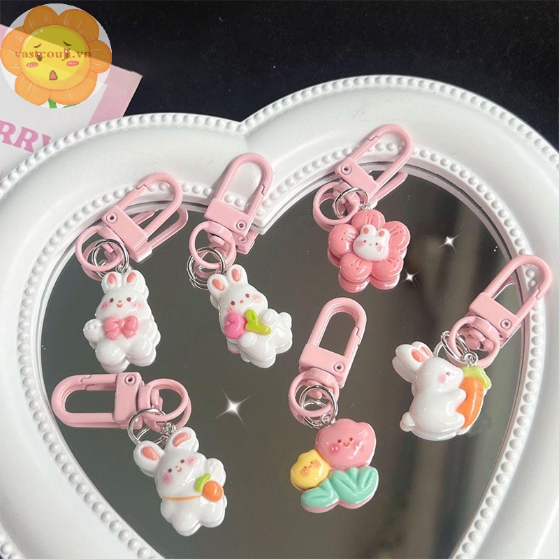 Móc Khóa Hình Thỏ / Cà Rốt / Hoa tulip Bằng Nhựa resin Dễ Thương Trang Trí Túi Xách / Xe Hơi Cho Nữ / Trẻ Em vn