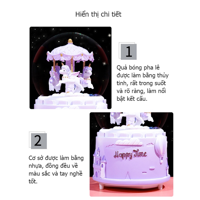 Xoay Trojan Crystal Ball Box, Flying Snow Music Box, Light Desktop Swing, sinh viên Quà tặng