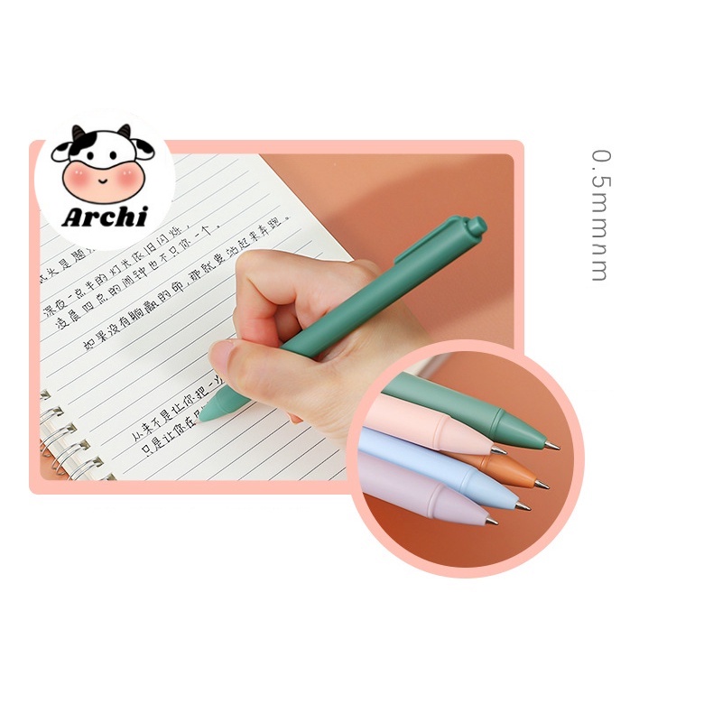 Bút bi bấm mực đen dễ thương cute ngòi 0.5mm màu pastel .