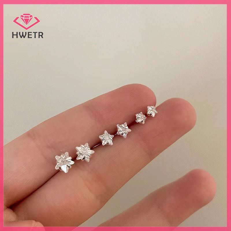 1 Đôi Bông Tai Đính Đá zircon Hình Ngôi Sao Phong Cách Hàn Quốc Dành Cho Nữ Mới