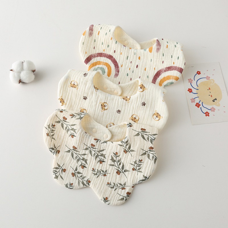 Yếm Ăn cotton Nguyên Chất Xoay 360 Độ Cho Bé