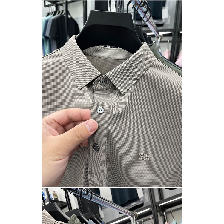 Áo Thun polo Vải Lụa Lạnh Mỏng Thoáng Khí Màu Sắc Đơn Giản Thời Trang Mùa Hè Cho Nam