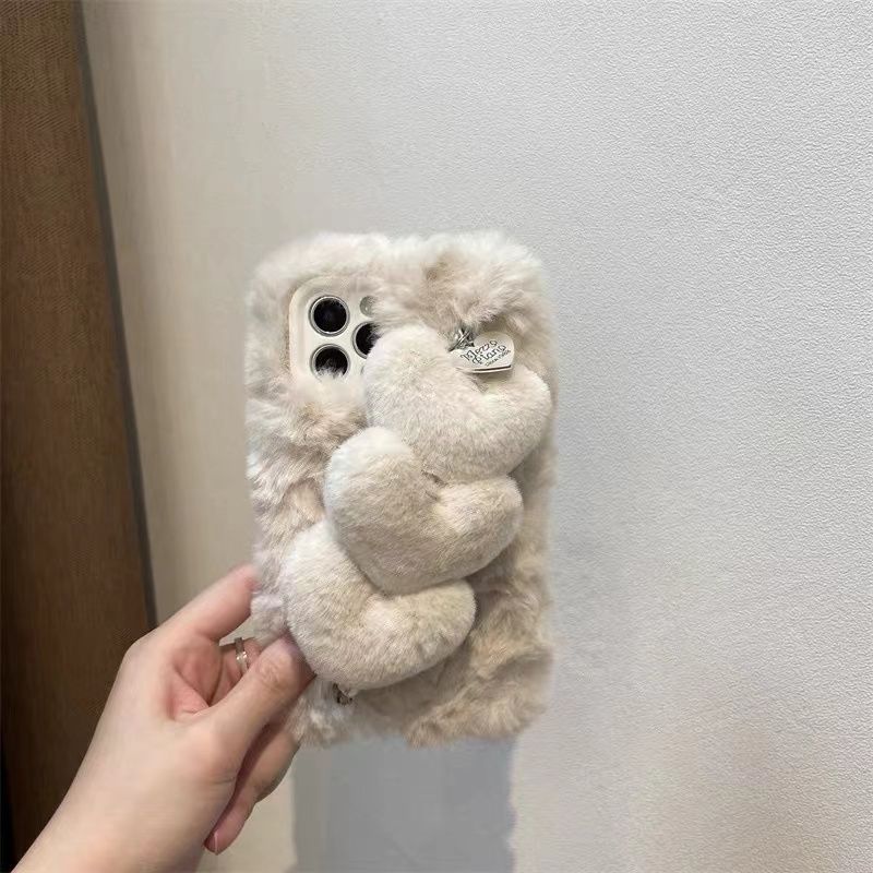 Ốp Điện Thoại Vải Lông Mềm Có Vòng Tay Trái Tim Cho iphone 6 / 6s / 7plus / 8plus 14 pro max x / xr / xs / xsmax 12 / 12pro