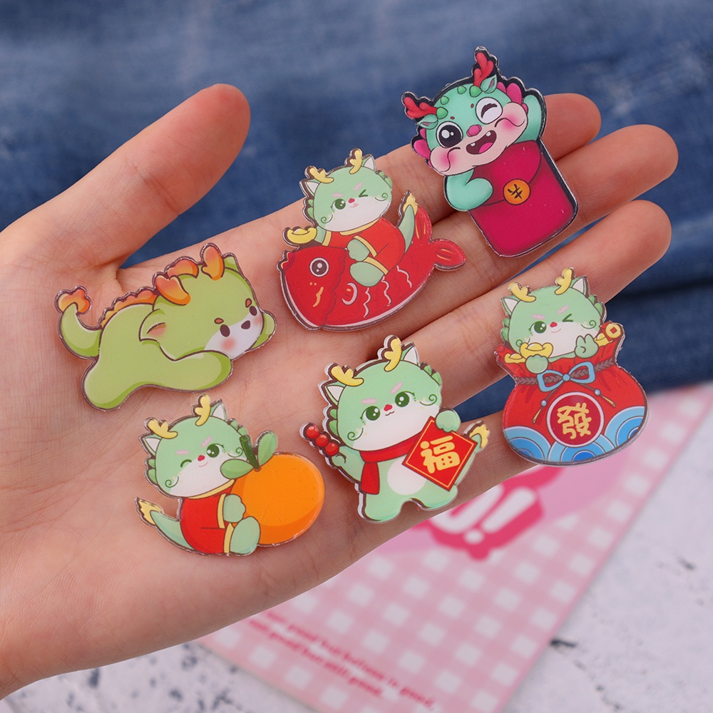 Ghim Cài Áo Hình Khủng Long Hoạt Hình Dễ Thương Phong Cách Trung Hoa