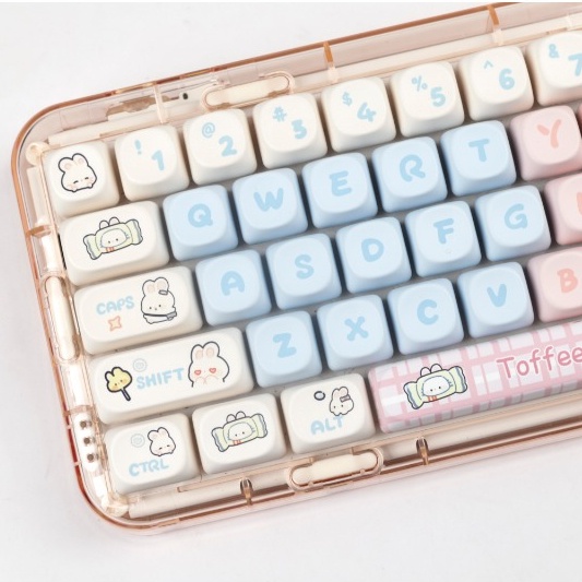 Toffee Keycap PBT Thăng hoa MOA Profile 139 Phím Keycap màu hồng Màu hồng dễ thương Thích hợp cho các bạn gái Bàn phím cơ văn phòng chơi game Thích hợp cho các bạn gái Chơi game B'g