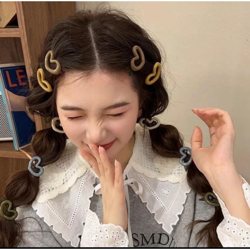 Bộ 2 Kẹp Tóc Trái Tim Màu Hồng Dễ Thương Cho Nữ