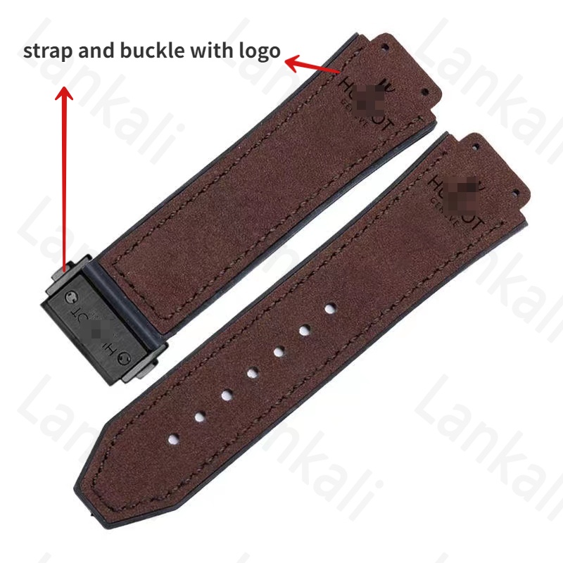 Dây Đeo Đồng Hồ Bằng Da Silicon Nhám Chống Nước Có Khóa Gài 22mm 19X25M Cho hublot big bang