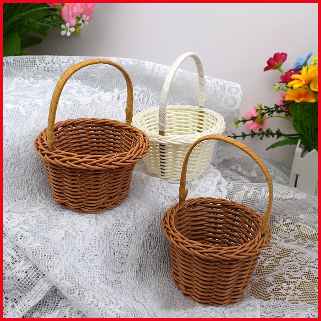 Giỏ Hoa Đan Mây Có Tay Cầm Dùng Trang Trí Xinh Xắn