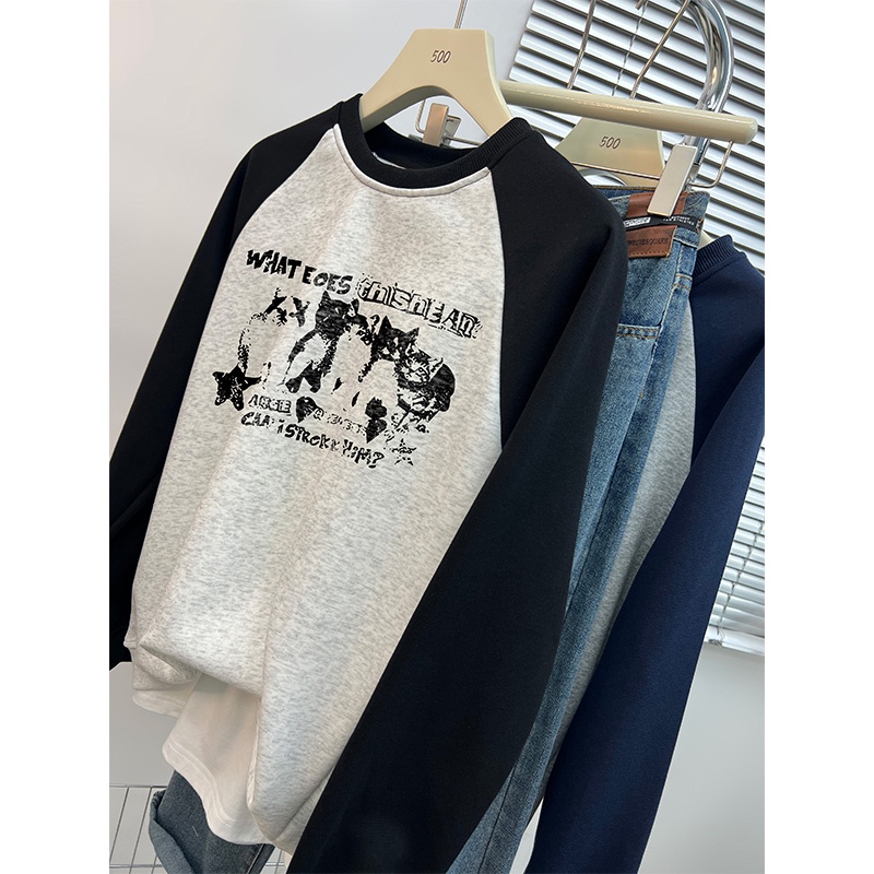 Áo Hoodie cotton Nỉ Tay Dài Dáng Rộng In Chữ Phong Cách Hàn Quốc Thời Trang Mùa Đông Cho Nữ