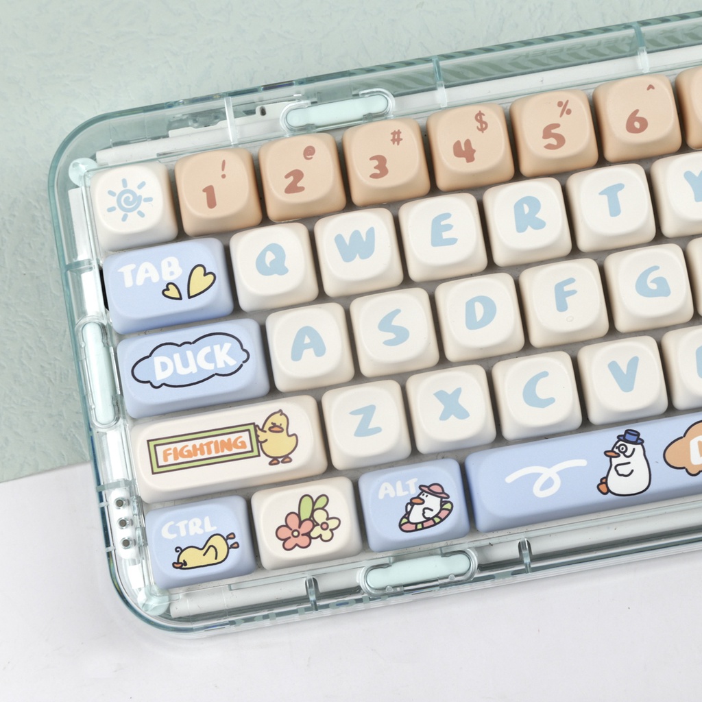 Boring Duck Keycaps MOA Profile Hoạt Hình Dễ Thương PBT Nhuộm Phụ Bàn Phím Cơ Keycap