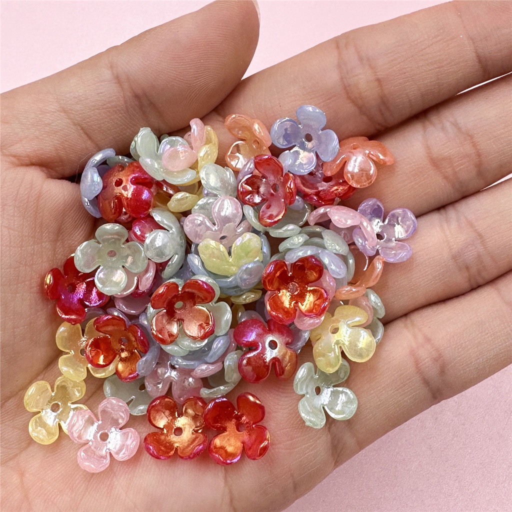 Set 80 Hạt Cườm acrylic 10mm Hình Bông Hoa Nhỏ Màu Sắc Cổ Điển Làm Đồ Thủ Công diy Thời Trang