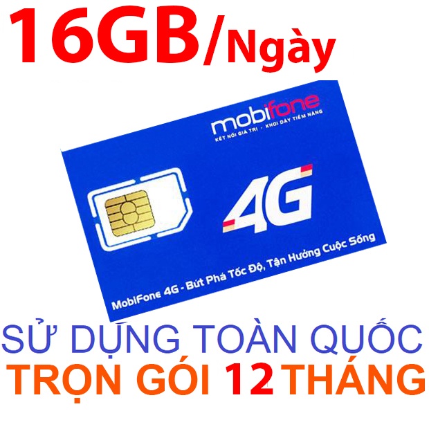 Sim 4G Mobifone trọn gói 1 năm Tặng 150GB/Tháng 180Gb/tháng không cần nạp tiền 12FD50/12MDT50/12Max90 a