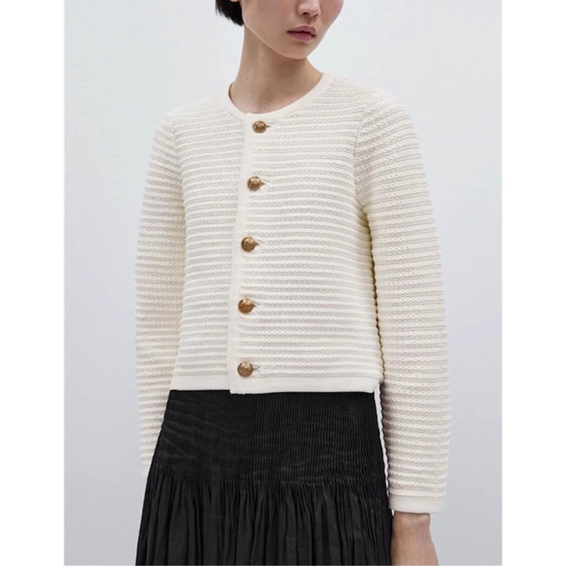 Zara Áo Khoác cardigan Dệt Kim Tay Dài Cổ Tròn Phong Cách Pháp Thời Trang Mùa Thu Cho Nữ 5666501