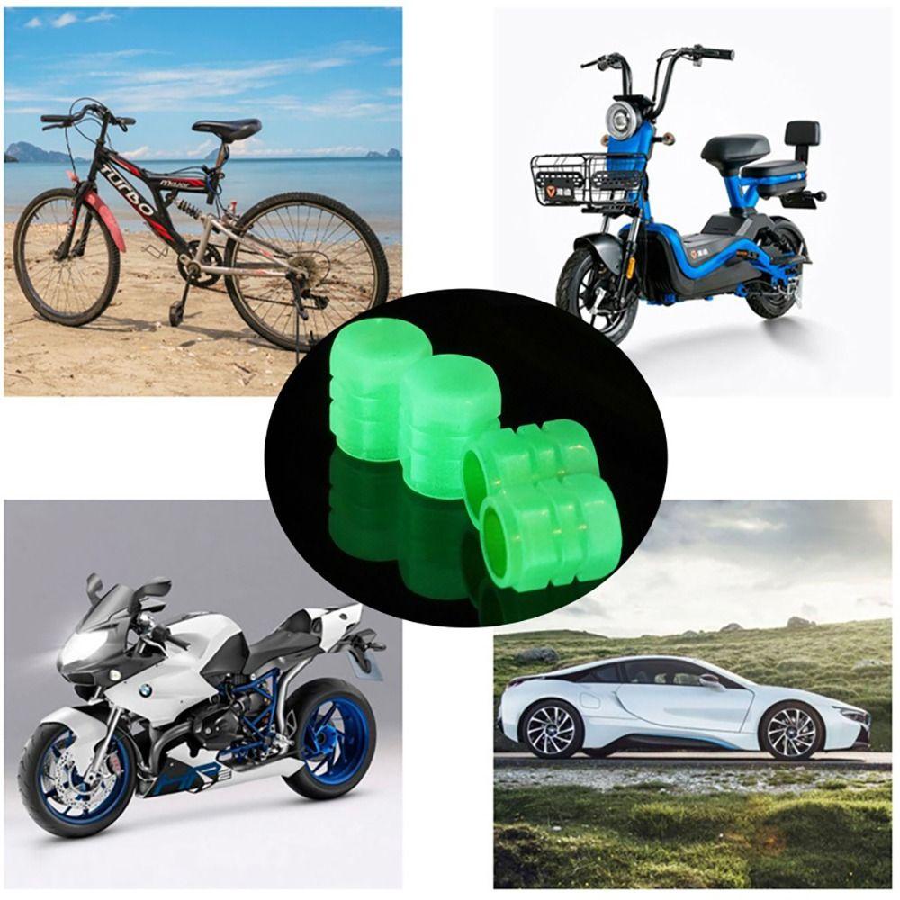 Bộ 4 Nắp Van Phát Sáng Xanh Lá Thông Dụng Cho Xe Hơi Xe Máy