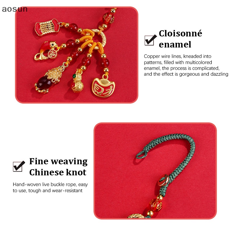 Aosun Móc Khóa Kim Loại May Mắn Và Phước Lành Phong Cách Trung Hoa Cổ Điển Treo Túi Xách / Điện Thoại