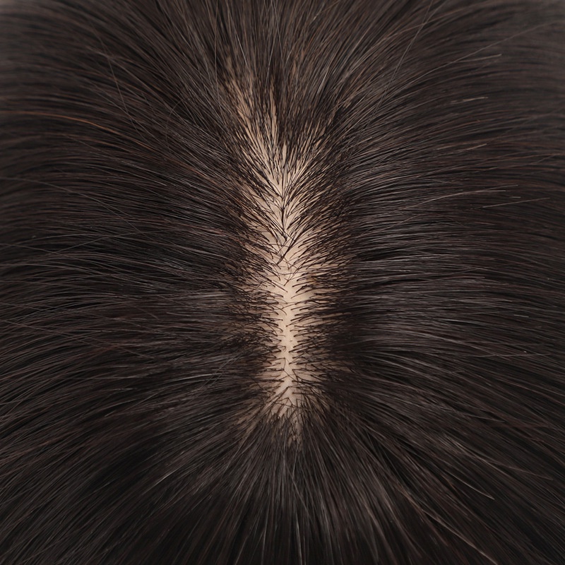 Miếng Dán Tóc Giả Màu Trắng Tự Nhiên Che Phủ Tóc Mái Bằng Lông Thú Thay Thế Dành Cho Bạn Nữ