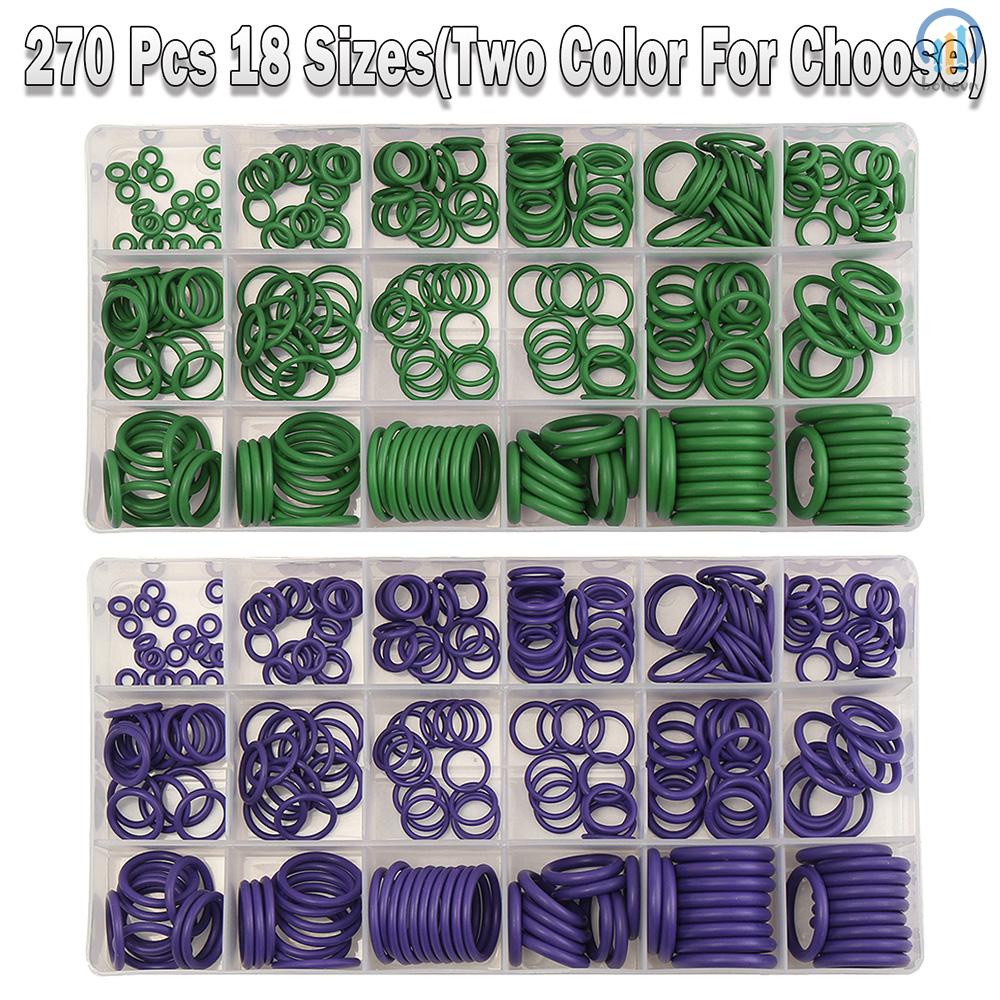 Convenient Rubber O-Ring Sealing Set for Car Airconditioning - 270Pcs Washer Seals with Plactics Box Kit