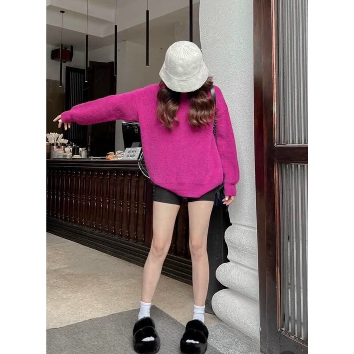 Áo len trơn 23 bảng 4 màu dài tay, áo len cổ tròn  cho nữ