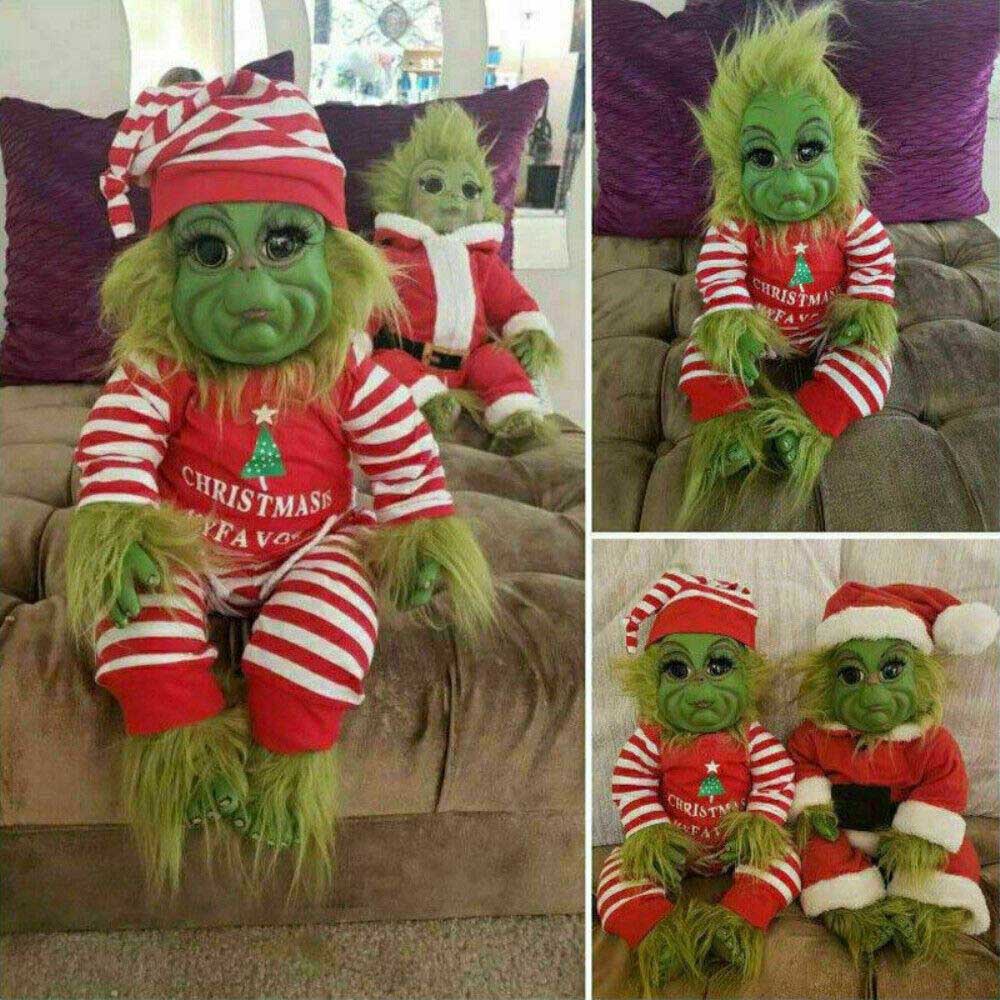 2023 New Doll Creative Grinch Plush Elf Doll Dr. Seuss' How the Grinch Stole Christmas Doll Christmas Gift Green Fur Monster