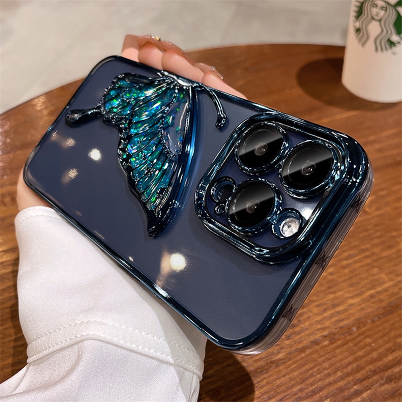 Ôp Điện Thoại tpu Dẻo Họa Tiết Bươm Bướm Có Nước Kim Tuyến Lấp Lánh Cho iphone15 14 13 12 11 pro max iphone 15 Ốp