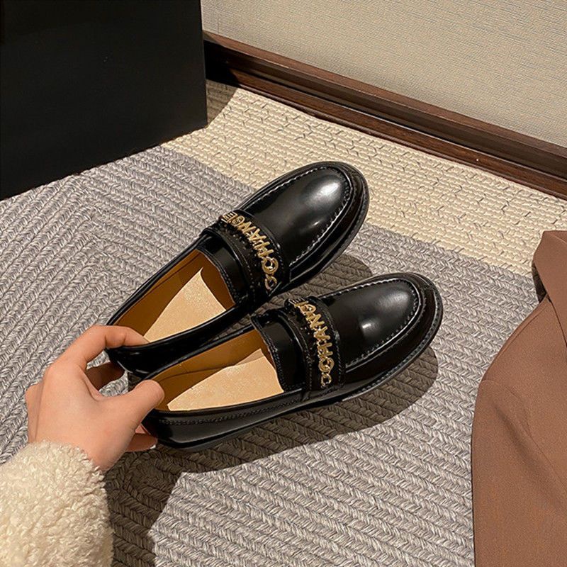 Mới Giày Da Nữ Mũi Tròn Phong Cách Anh Quốc