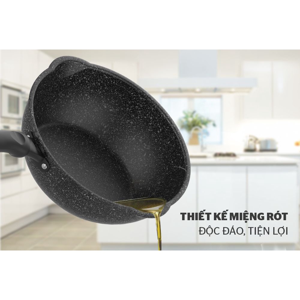 CHẢO MIỆNG RÓT, CHỐNG DÍNH VÂN ĐÁ, ĐÁY TỪ SUNHOUSE SHS20MRD,SHS26MRD,SHS28MRDSHS30MRD